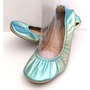 NEW The Storehouse Flats Foldable Ballet Flat Gold/Turq Ombre Metallic Leather 8